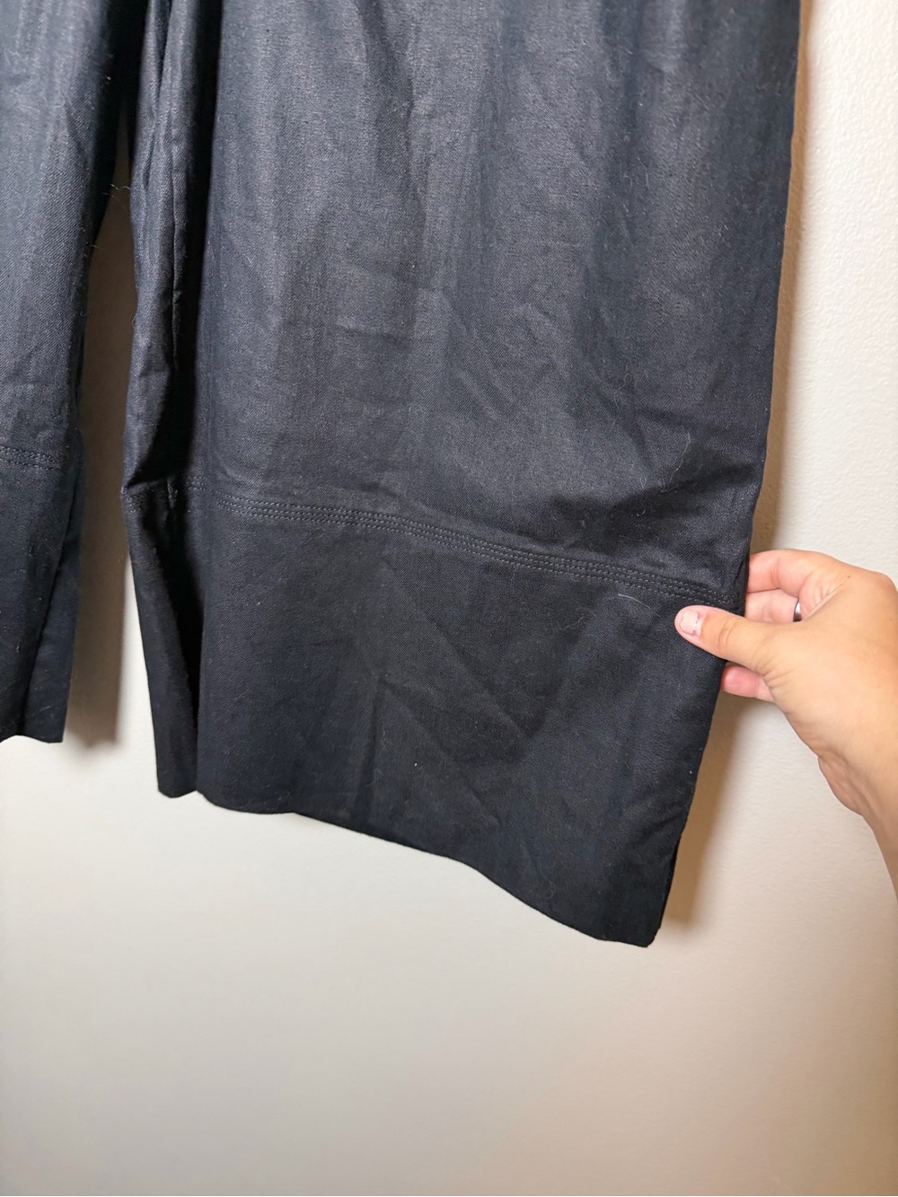 Banana Republic Wide Rise Cropped Linen Blend Black Pants size Large - Picture 5 of 10
